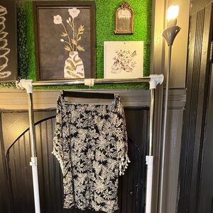 Floral Black and White Tapestry